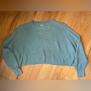 Olive Green Women's Cropped Sweater